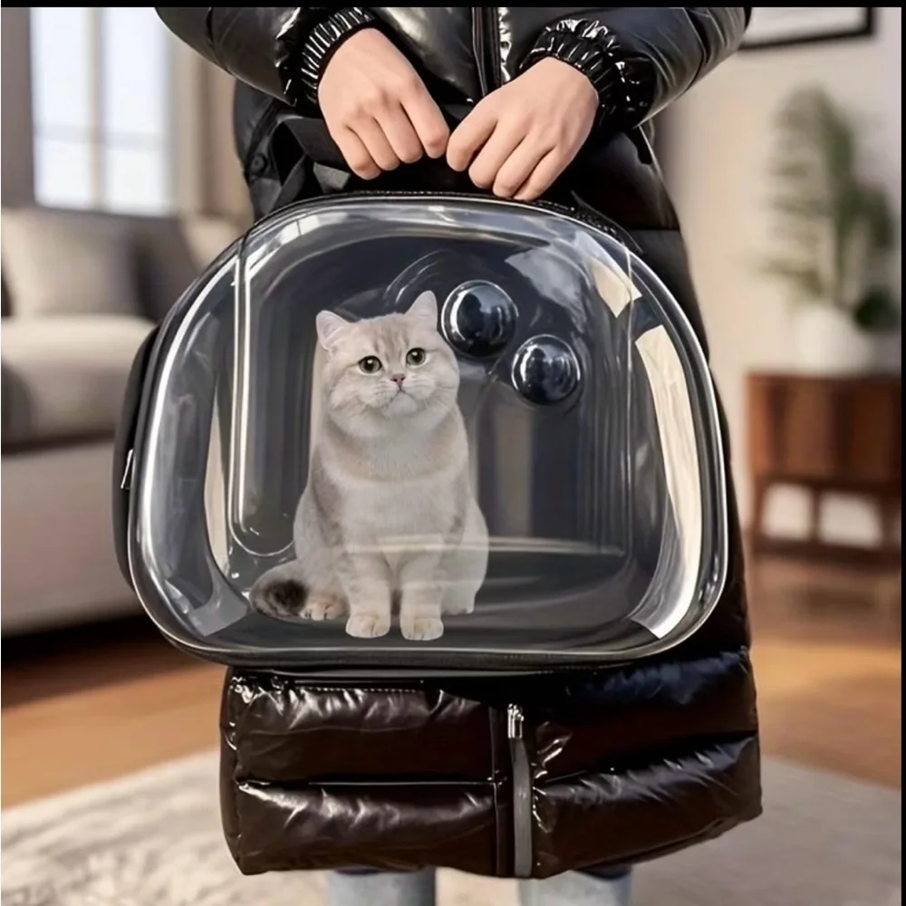Transparent Bubble Front Pet Carrier - Light Blue